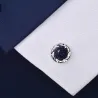 Round silver cufflinks - blue starry sky stone / crystalsCufflinks