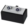 Round silver cufflinks - blue starry sky stone / crystalsCufflinks