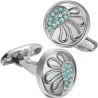 Eleganti gemelli rotondi - con cristalli blu