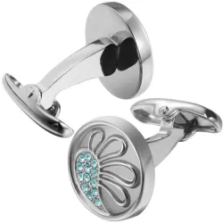 Elegant round cufflinks - with blue crystalsCufflinks