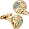 Elegante runde mansjettknapper - med blå krystaller