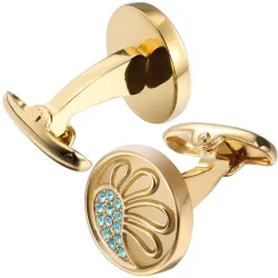 Eleganti gemelli rotondi - con cristalli blu
