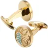 Eleganti gemelli rotondi - con cristalli blu