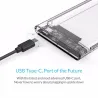 ORICO - 2.5 pouces - boîtier HDD transparent - avec câble - type C Gen 2 - USB3.1