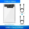 ORICO - 2.5 pouces - boîtier HDD transparent - avec câble - type C Gen 2 - USB3.1