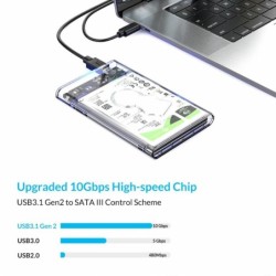 ORICO - 2,5 tommer - gjennomsiktig HDD-deksel - med kabel - SATA til USB3.0