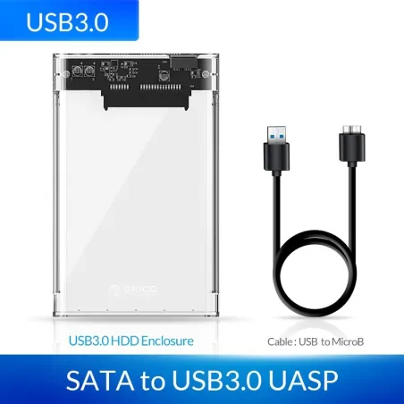 ORICO - 2.5 pouces - boîtier HDD transparent - avec câble - SATA vers USB3.0