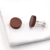 Boutons de manchette ronds en bois classiques
