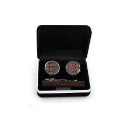 Boutons de manchette / pince à cravate en bois élégants - ensemble