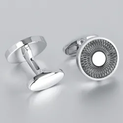 Boutons de manchette ronds classiques en argent