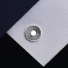Boutons de manchette ronds classiques en argent