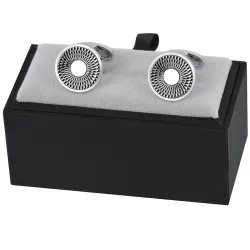 Boutons de manchette ronds classiques en argent