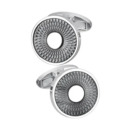 Boutons de manchette ronds classiques en argent