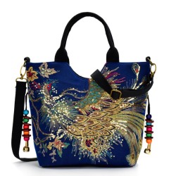 Lærredshåndtaske - farverigt etnisk design