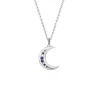 Pingente de lua de cristal com colar - prata de lei 925