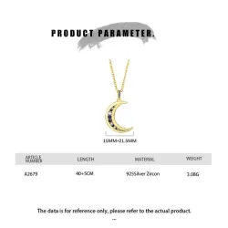 Kristallen maanhanger met ketting - 925 sterling zilverHalskettingen