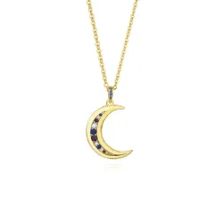 Pingente de lua de cristal com colar - prata de lei 925