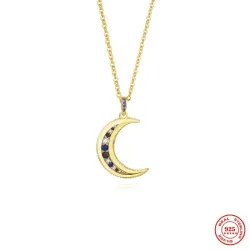 Pingente de lua de cristal com colar - prata de lei 925