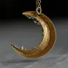 Pendentif croissant de lune avec collier - cristaux concassés