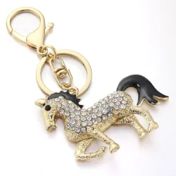 Cheval doré cristal - porte-clés