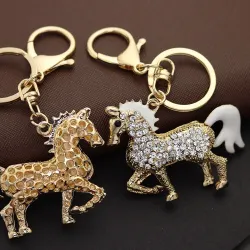 Cheval doré cristal - porte-clés