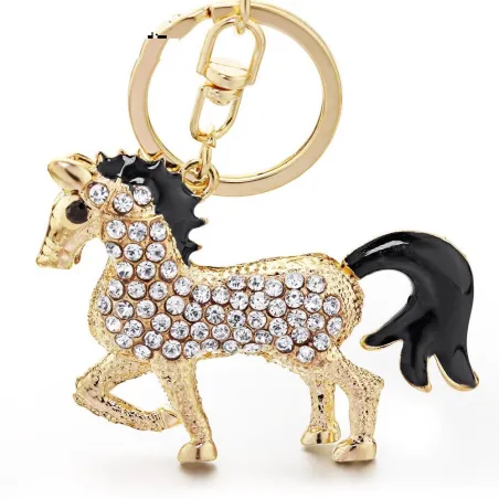 Cheval doré cristal - porte-clés