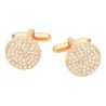 Round gold cufflinks with crystalsCufflinks