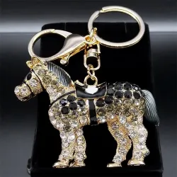 Kristallen paard - gouden sleutelhangerSleutelhangers