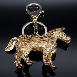 Cavalo de cristal - chaveiro dourado