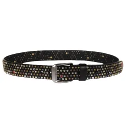 Ceinture en cuir - rivets ronds / cristaux