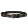 Ceinture en cuir - rivets ronds / cristaux