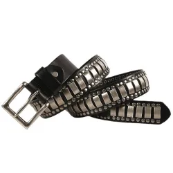 CinturonesCinturón de cuero estilo punk - remaches de metal / hebilla cuadrada