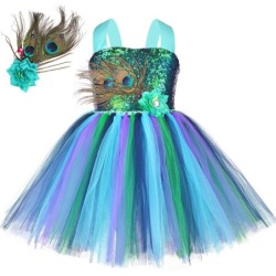 Peacock-asu - mekko höyhenillä / kukilla