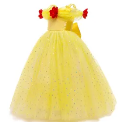 Elegant off shoulder kjole - gult jentekostyme