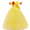 Elegant off shoulder kjole - gult jentekostyme