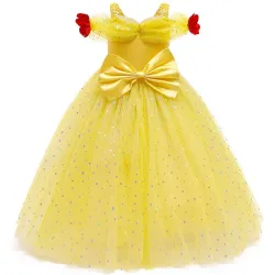 Elegant off shoulder kjole - gult jentekostyme