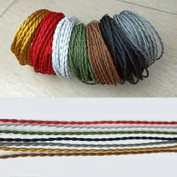 Vintage tvunnet vevd stoff - flettet elektrisk ledning - hengende lampeledning - 2 kjerner