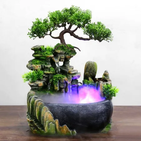 Vesiputoussuihkulähde - ilmankostutin valolla - 220V - EU-pistoke