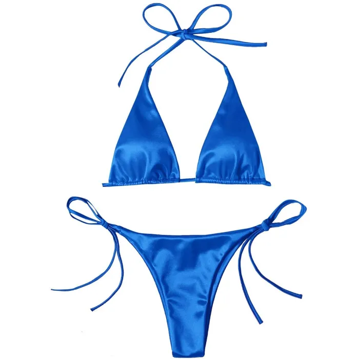 Conjunto de biquíni sexy - efeito de cor metálica