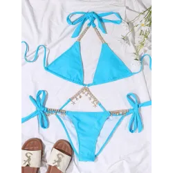 Conjunto de biquíni sexy - com decorações de cristal / metal