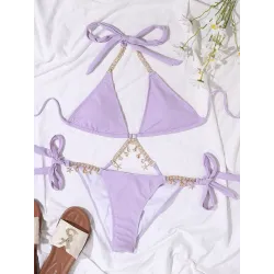 Sexy bikini set - with crystal / metal decorationsBeachwear