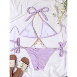Sexy bikini set - with crystal / metal decorationsBeachwear