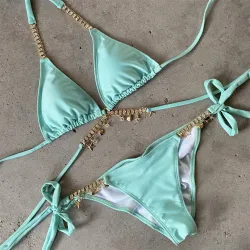 Baño y ropaConjunto de bikini sexy - con adornos de cristal / metal