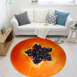 Dekorativt rundt tæppe - frugtmønster - papaya