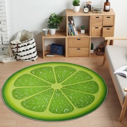 Dekorativt rundt tæppe - frugtmønster - lime
