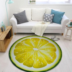 Dekorativt rundt tæppe - frugtmønster - citron