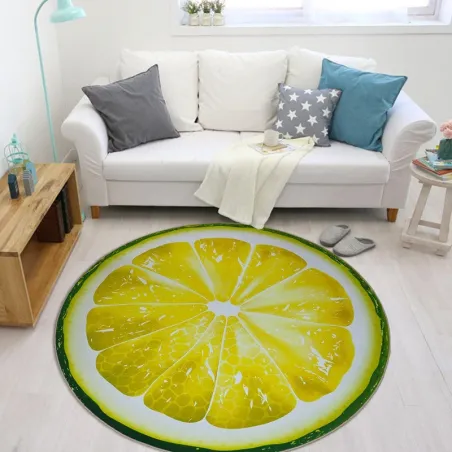 Decorative round carpet - fruit pattern - lemonCarpets