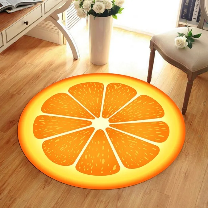 Decorative round carpet - fruit pattern - orangeCarpets