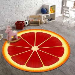 Dekorativer runder Teppich - Fruchtmuster - Grapefruit