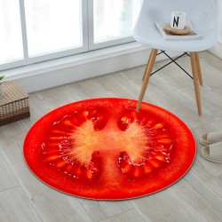 Tapete redondo decorativo - padrão de frutas - tomate